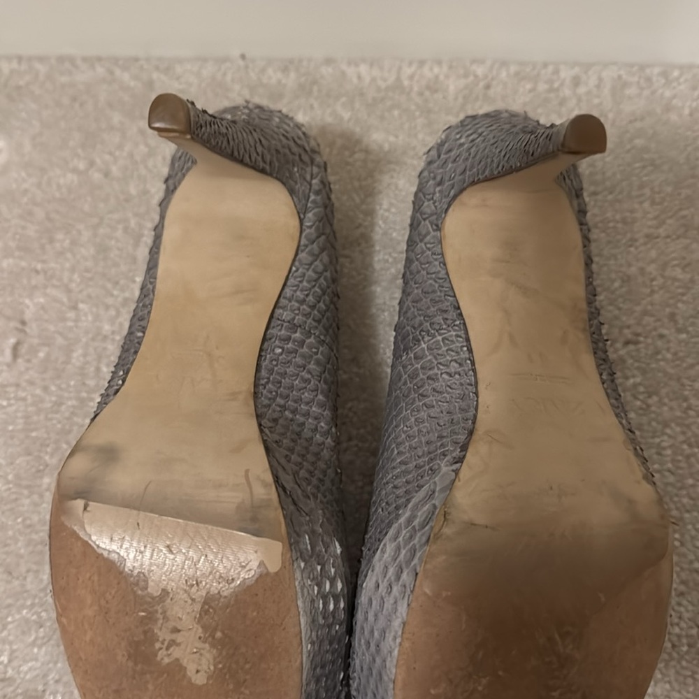 Zara Python Gray 4” Platform Peep Toe Heel - image 5